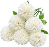 Kunstbloemen van hortensia, 30,5 cm, zijden pompon, chrysanthemum, bol, bloemen voor tuin, feest, kantoor, decoratie, bruid, bruiloftsboeketten, bloemenversiering, middenstukken (6 stuks, wit)