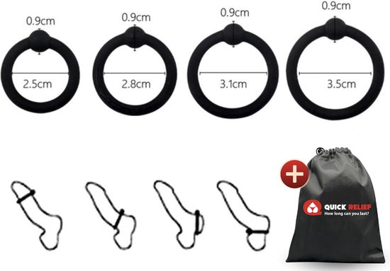Quick Relief Quadruple Ring™ - Cockring set van 4 in verschillende maten -  Siliconen