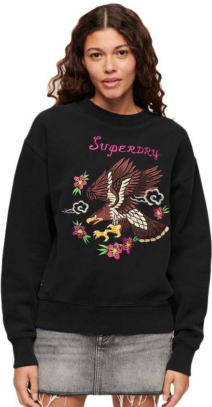 Superdry Suika Embroidered Loose Sweatshirt Zwart XS Vrouw