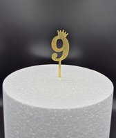 Taarttopper - Cijfer Small (11 cm) - negen - 9 - Taartdecoratie - Cake Topper - getal - voor leeftijd: 19 / 29 / 39 / 49 / 59 / 69 / 79 / 89 / 90 / 91 / 92 / 93 / 94 / 95 / 96 / 97 / 98 / 99
