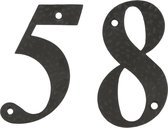 AMIG Huisnummer 58 - massief gesmeed staal - 10cm - incl. bijpassende schroeven - zwart