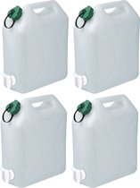 Jerrycan/watertank met kraantje - 4x - 15 liter - voor water - extra sterk kunststof - 23.5 x 11 x 30cm