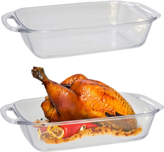 Marinex Plat à four en verre borosilicate - 2x - rectangle - 3,5 litres - 37 x 23 x 8 cm - plat de service