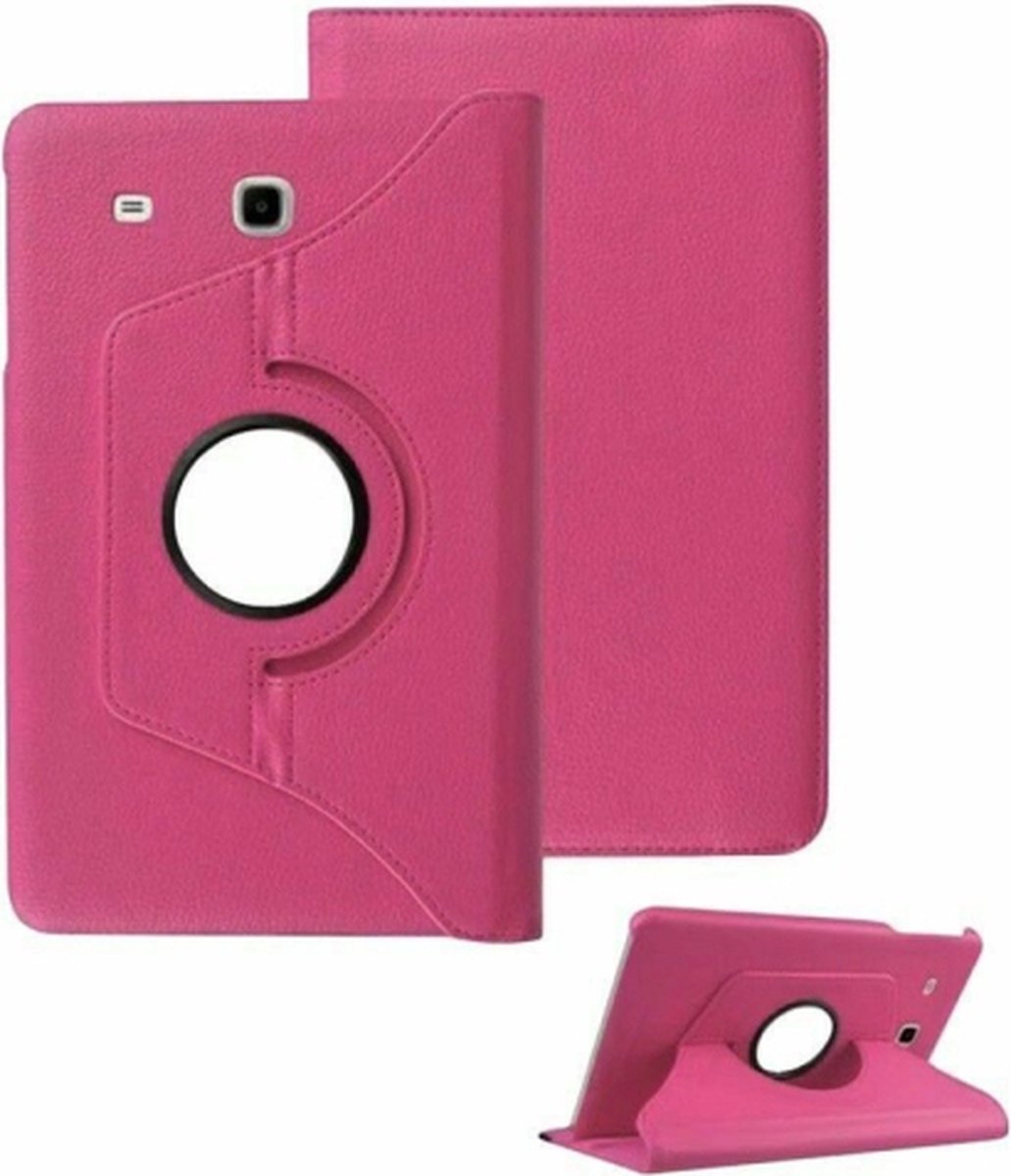 Draaibaar Hoesje - Rotation Tabletcase - Multi stand Case Geschikt voor: Samsung Galaxy Tab E 8.0 inch T375 T377 SM-T375 SM-T377 - Donkerroze