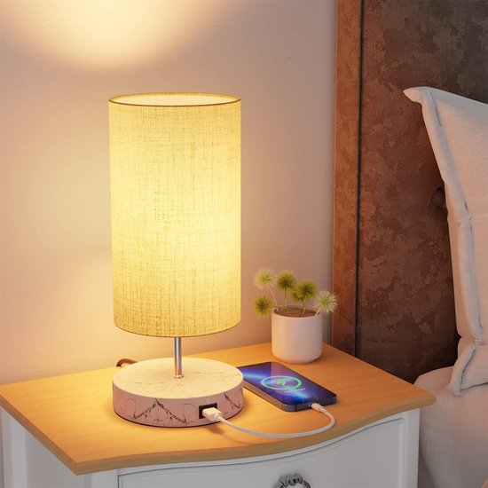 Relaxdays tafellamp touch, dimbaar, moderne nachtlamp met 3 standen, tafellamp met snoer, 28x18 cm, koper