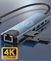 Sinergix - USB C Hub 3.0 - 7 in 1 Hub - USB Splitter - Ethernet aansluiting - USB C Dock - USB C naar HDMI - Micro SD Card Reader USB C - Grijs