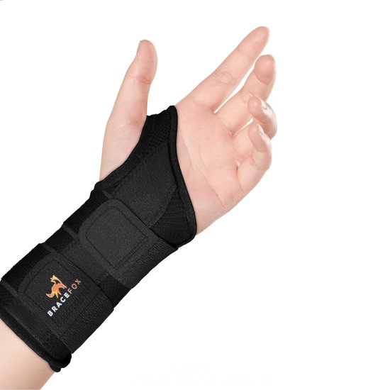 Foto: Bracefox premium polsbrace carpufix rechts maat s m kort model voor stabiliteit te gebruiken bij sport polssteun carpaal tunnel syndroom rsi artrose