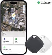 Perel Smart Tag Bluetooth tracker, 2 stuks, met sleutelhanger, werkt met iOS (Apple) 'Find My App', 365 dagen batterij, wit en zwart