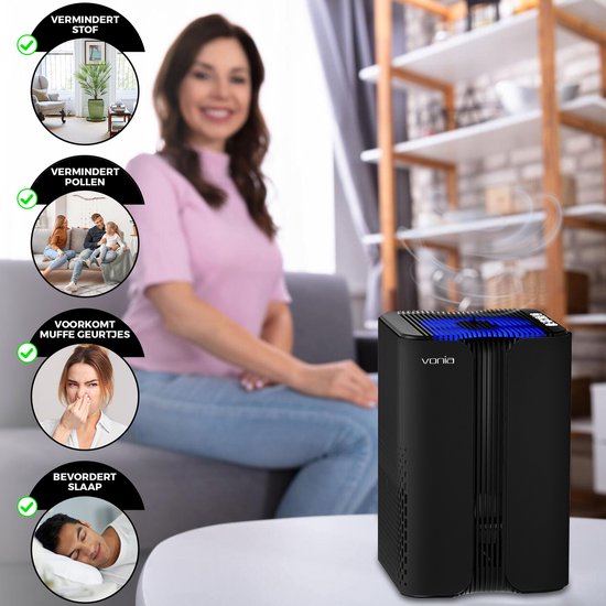 Vonia Luchtreiniger Air Purifier Met HEPA Filter Geschikt Tot 40 M2 Luchtzuiveraar Zwart 587836834