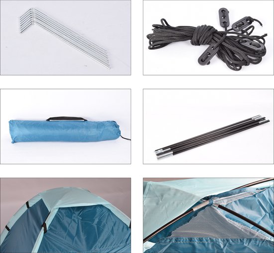 Discountershop Lichtgewicht Koepeltent 2 Persoons - Blauw - Waterdicht - Geschikt voor Kinderen - 200cm x 120cm - Ideaal voor Kamperen & Outdoor van Discountershop — afbeelding 4
