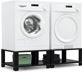 Bodo® - Wasmachine Verhoger - Dubbele Wasmachine Verhoger Met Legplank - Wasmachine opbouwmeubel - Wasmachine Sokkel - Universeel - Zwart