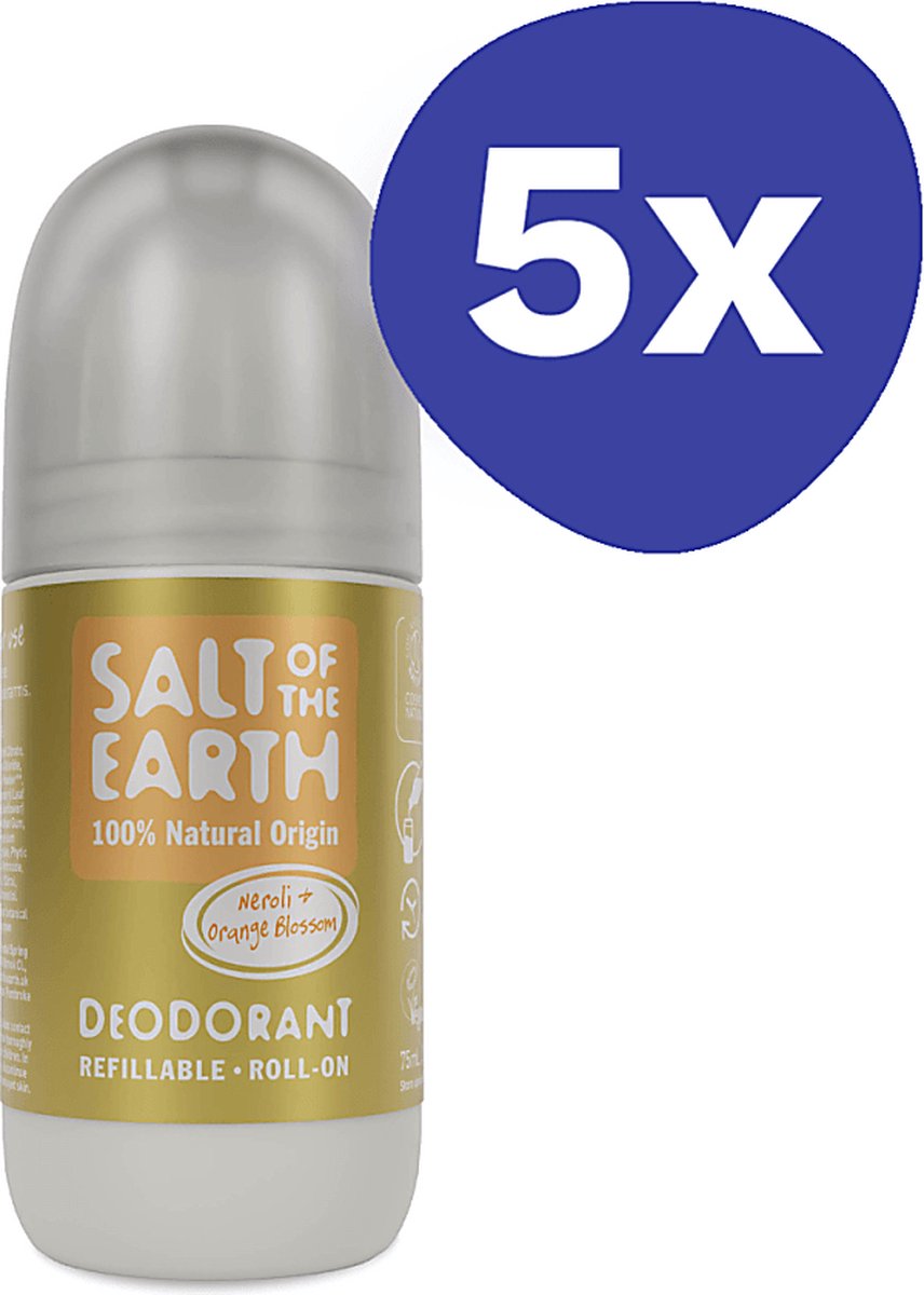 Goedkoopste Salt of the Earth Hervulbare Roll-on Deodorant - Neroli & Oranje Blossom (5x 75ml