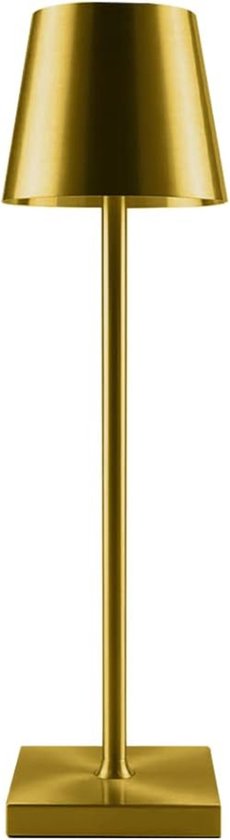 DreamGoods Oplaadbare Tafellamp - 4000mAh - voor Binnen & Buiten - Draadloos & Oplaadbaar - Dimbaar - Touch Bediening - Tafellamp op Batterijen - Accu - Decoratie Woonkamer, Slaapkamer & Tuin - Industrieel - Goud