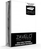 Zavelo Molton Topper Hoeslaken - Lits-jumeaux (200x220 cm) - 100% Katoen - 10cm Hoekhoogte - Wasbaar tot 60 graden - Rondom Elastisch - Matrasbeschermer