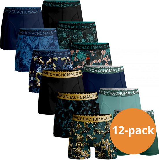 Muchachomalo Boxershorts 12-pack - Hussel/Verrassingspakket - Maat S - Heren Ondergoed - Prints/Solid