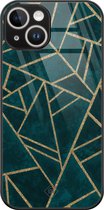 Casimoda® hoesje - Geschikt voor iPhone 13 - Blue Shapes - Luxe Hard Case Zwart - Backcover telefoonhoesje - Blauw