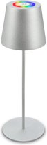 BRILONER - Lampe de table sans fil - 7507014 - Tactile - Lumière RGB+B - Hauteur réglable - Batterie échangeable - Socle échangeable - Ø36 x 10,5 cm - Couleur argent