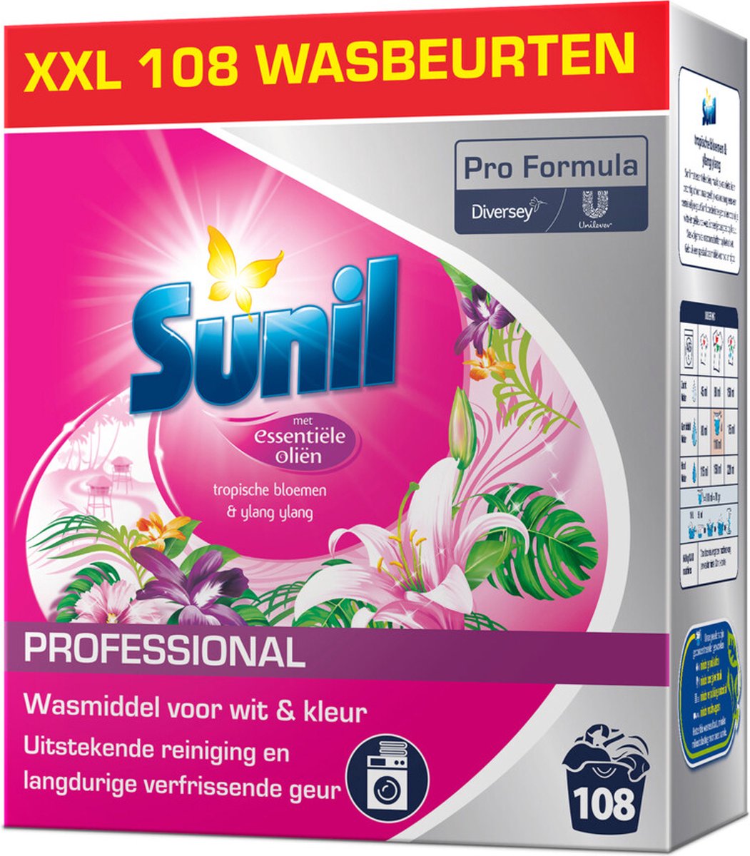 Goedkoopste Sunil wasmiddel Tropische Bloem & Ylang Ylang 108wb