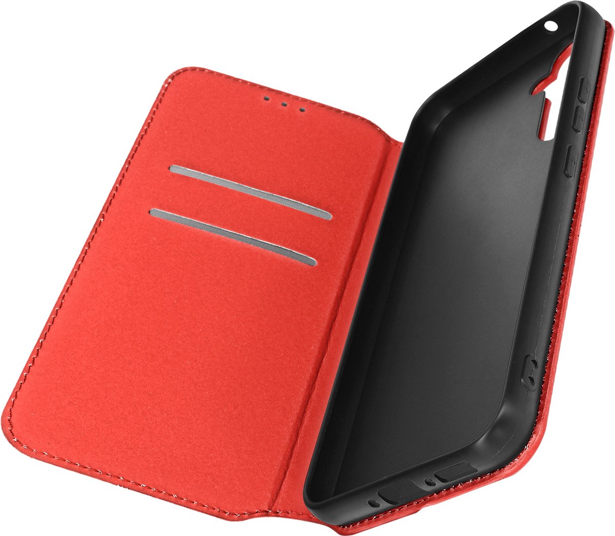 Hoes geschikt voor Samsung A34 5G klep portefeuille, video standaard Rood