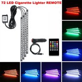 LED verlichting Auto - Interieur - USB aansluiting - RGB 72 leds - Met Afstandbediening - voor vloer of dashboard auto