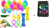 Easter Eggs 11 Paaseieren gevuld met Moochies Squishies en Fidget Toys Fidgets - Inclusief Cadeau Fidget Spinner Metaal Dollar Teken - Money Geld Spinner - Multicolor Rainbow - Top Cadeau pasen - Zoeken -