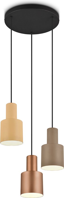 Lampe à suspension LED - Torna Agido - Culot E27 - 3 lumières - Zwart avec abat-jour multicolore