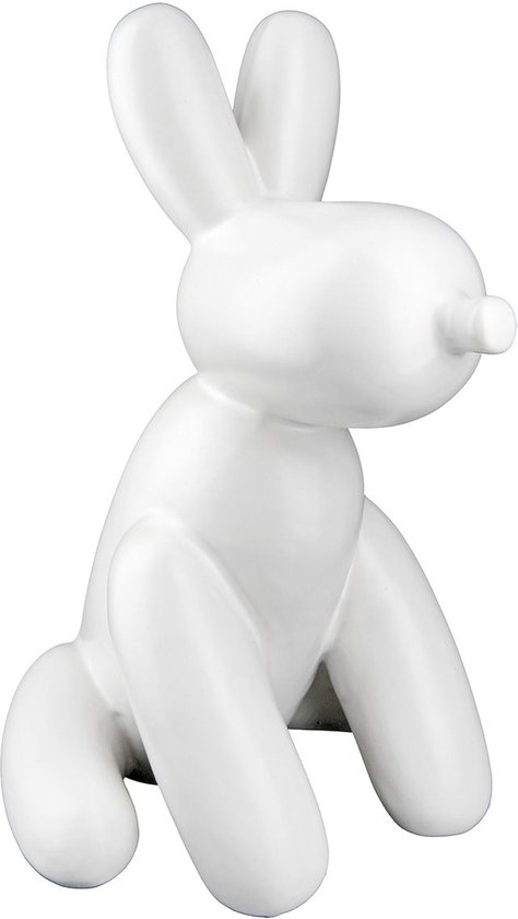 Design - Ballon Hond zittend - creme - keramiek- 25 cm hoog
