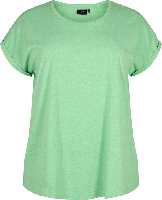 ZIZZI MKATJA, S/S, NEON TEE Dames T-shirt - Green - Maat XL (54-56)
