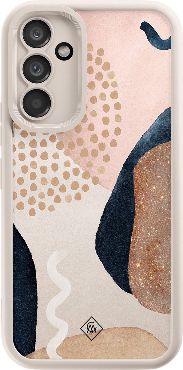 Casimoda® hoesje - Geschikt voor Samsung Galaxy A34 - Abstract Dots - Zwart TPU Backcover - Geometrisch patroon - Bruin/beige