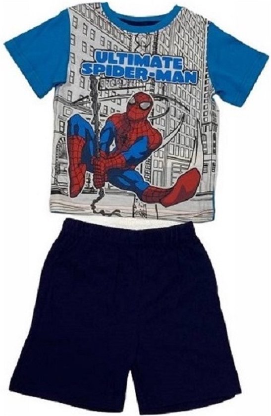 Spiderman pyjama shortama - blauw - Spider-Man korte pyama - maat 98