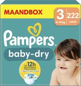 Pampers Baby-Dry - Maat 3 (6kg-10kg) - 222 Luiers - Maandbox