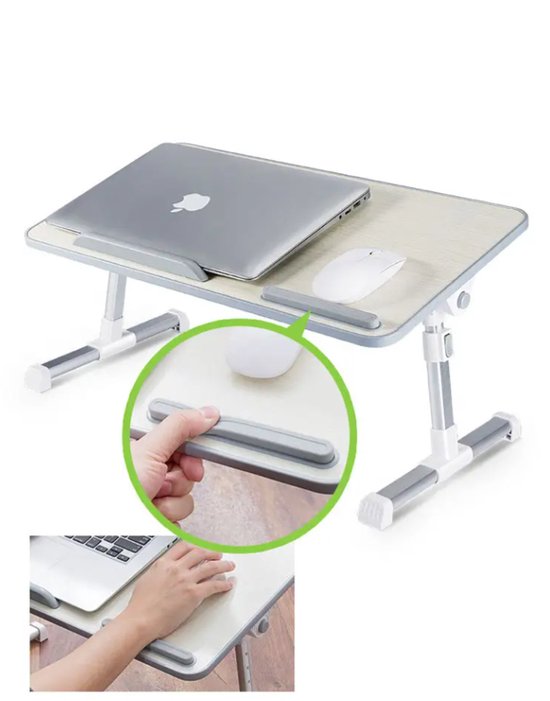 Laptoptafel voor op bed - Laptopstandaard - kantelbaar, verstelbare Bedtafel, Wit