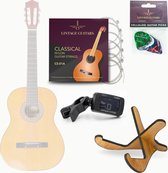 Klassieke gitaar - 4-delige accessoires set - stemapparaat - 12 Celulliod plectrums - Klassieke gitaarsnaren - Gitaar standaard