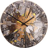 Goebel - Charles Fazzino | Wandklok The World Goes Round and Round | Porselein - 31cm - met echt goud