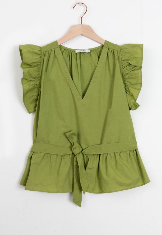 Sissy-Boy - Groene mouwloze top met ruffles