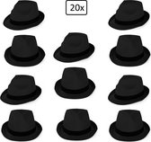 20x Festival hoed zwart met zwarte band - Carnaval Hoofddeksel hoed festival thema feest feest party