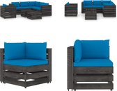 vidaXL 8-delige Loungeset met kussens grijs geïmpregneerd hout - Pallet Loungeset - Pallet Loungesets - Tuinset - Tuinsets