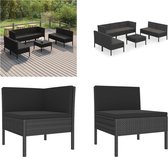 vidaXL 8-delige Loungeset met kussens poly rattan zwart - Loungeset - Loungesets - Lounge Set - Lounge Sets