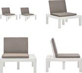 vidaXL Loungestoelen 2 st met kussens kunststof wit - Tuinloungestoel - Tuinloungestoelen - Tuinstoel - Tuinstoelen