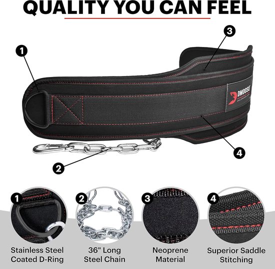 Fitness Dip Riem Met Metalen Ketting Dip Belt Taille