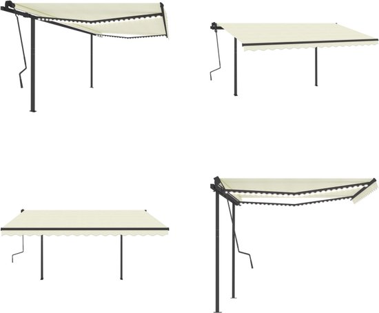 vidaXL Luifel uittrekbaar 250x150 cm stof en staal crèmekleurig, luifel, zonnescherm, tuintent, zonwering, afdak, zonneluifel, zonnewering, afdak tuin