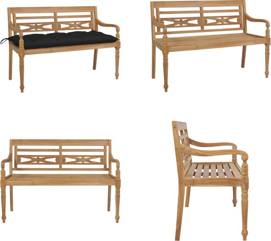 vidaXL Bank Batavia - 120 cm - Teakhout - crèmekleurig Tuinbank - Teak