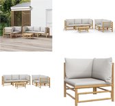 vidaXL 6-delige Loungeset met kussens bamboe lichtgrijs - Loungeset - Loungesets - Tuinset - Bamboe Loungeset