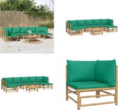 vidaXL 8-delige Loungeset met kussens bamboe groen - Loungeset - Loungesets - Tuinset - Bamboe Loungeset