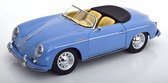 De 1:12 Diecast modelauto van de Porsche 356A Speedster uit 1955 in lichtblauw. De fabrikant van het schaalmodel is KK Scale. Dit model is alleen online verkrijgbaar.