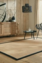 Flycarpets Kira Modern Jute - Laagpolig - Visgraatpatroon Vloerkleed - Naturel / Zwart - 120x170 cm