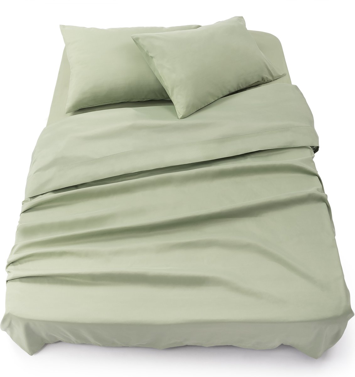 Blumtal 3-delige Set Bedlaken - Hoeslaken 180 x 200 x 30 cm - Laken 280 x 275 cm - 2 x Kussensloop 50 x 80 cm - Licht Olijfgroen