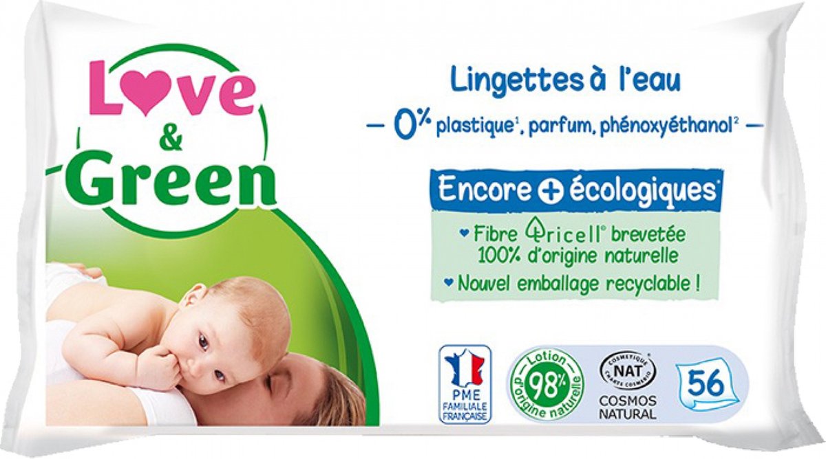 Goedkoopste Love & Green Waterdoekjes 56 Doekjes