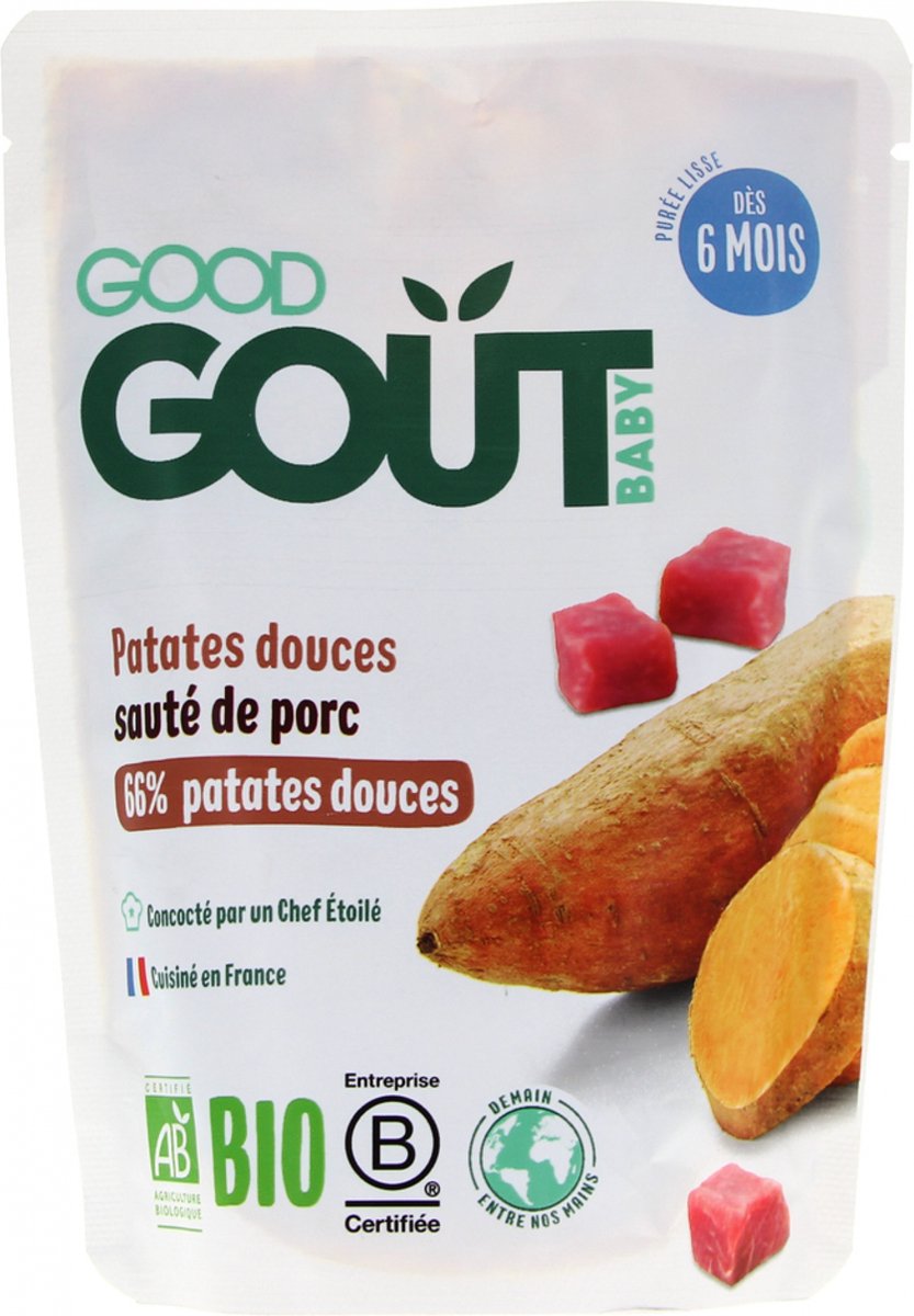 Goedkoopste Good Goût Zoete Aardappelen Biologische Varkenssauté van 6 Maanden 190 g