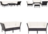 vidaXL 8-delige Loungeset met kussens poly rattan zwart - Tuin Loungeset - Tuin Loungesets - Tuinbank - Tuinbanken